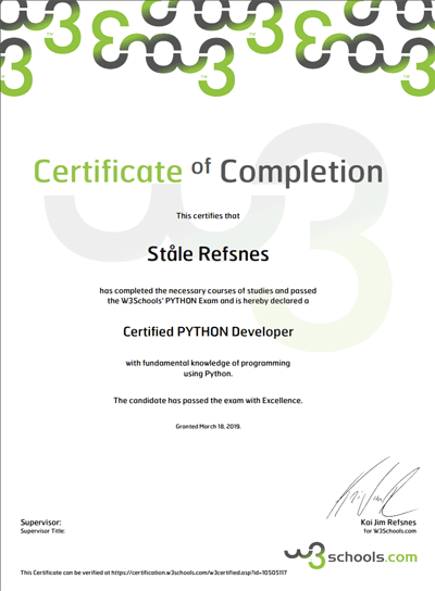 HTML Certificate