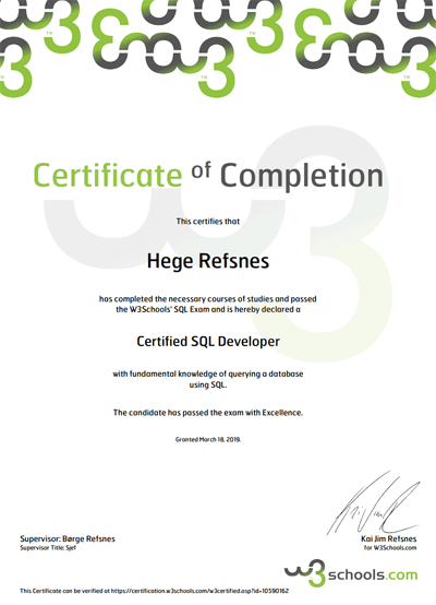 HTML Certificate